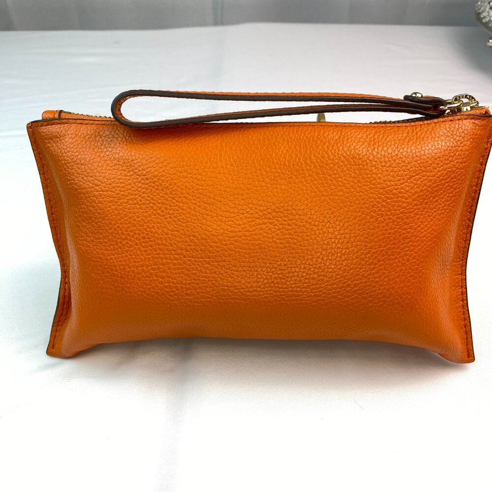 Michael Kors Leather Wristlet Mandarin Orange 🧡 Mandy - Picture 4 of 7